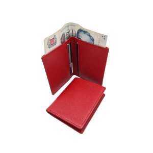 Leather Name Card Holder with RFID material - Red & Black